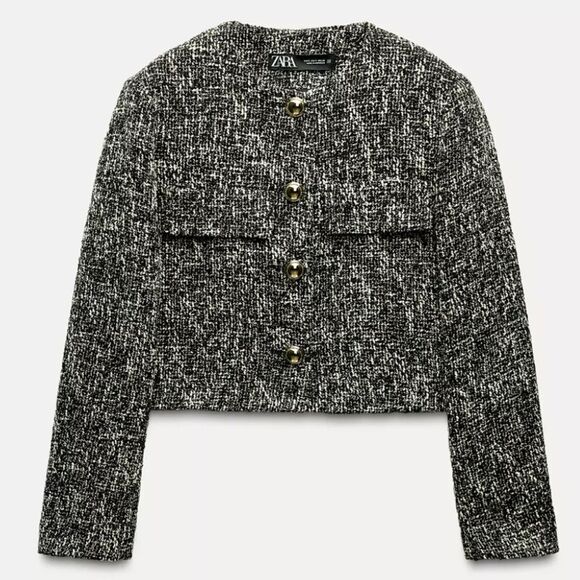 Zara TEXTURED SHORT BLAZER Size XL - Picture 1 of 9